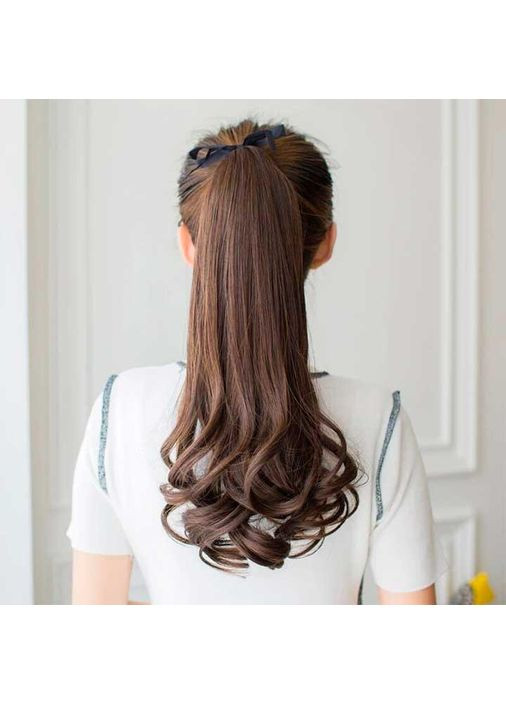 Шиньйон накладний хвіст на стрічці Didaka хвилясте волосся "Шатенка" довжина 48 см. Гарний, густий, хвилястий хвостик China (360603665)