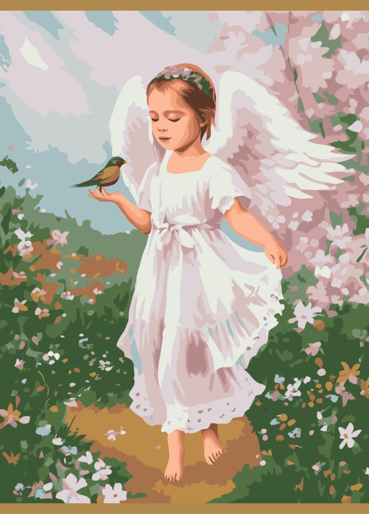 Картина по номерам "Ангелочек с птичкой" 40x50 см Brushme (371804710)