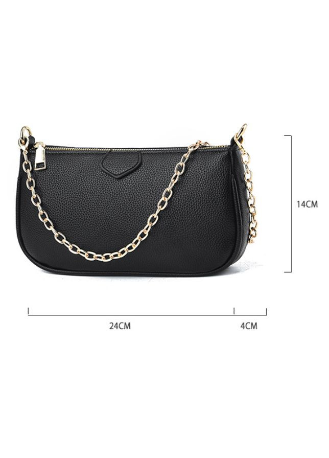 Женская мини сумочка клатч 3в1 с цепочкой экокожа черная (sku_1329) No Brand (330576876)