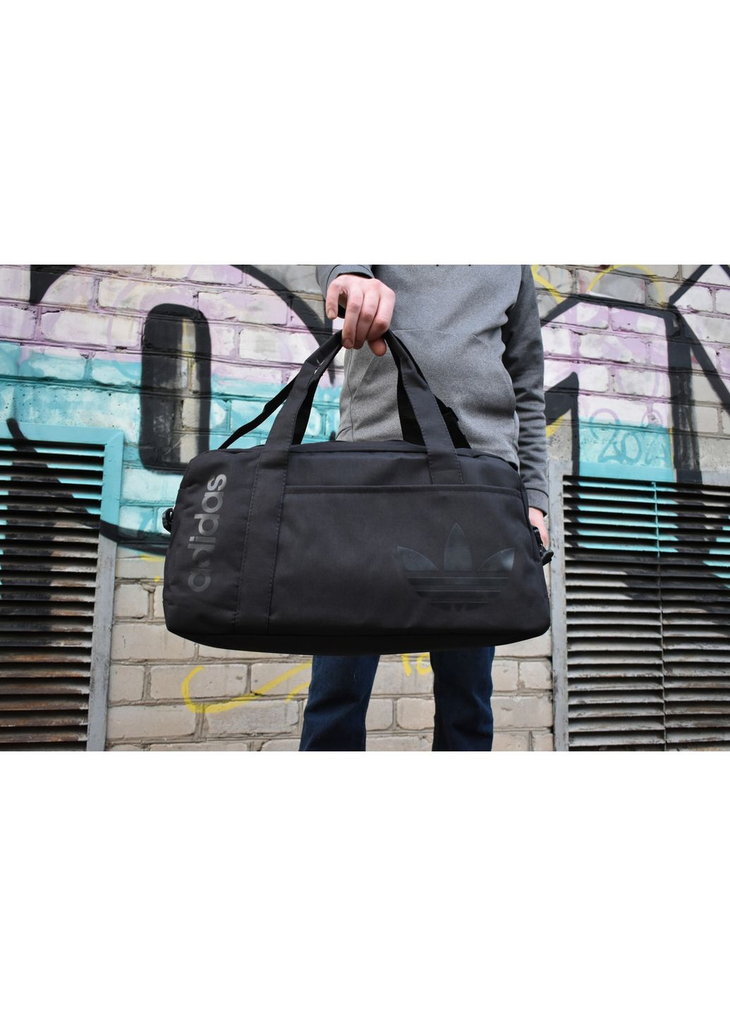 Oxford 1000D - чорна спортивна сумка з чорним логотипом No Brand (367621965)