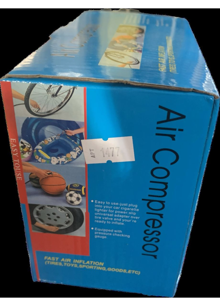 Компресор автомобільний 12 В від прикурювача для підкачування шин м'ячів матраців No Brand (371644340)