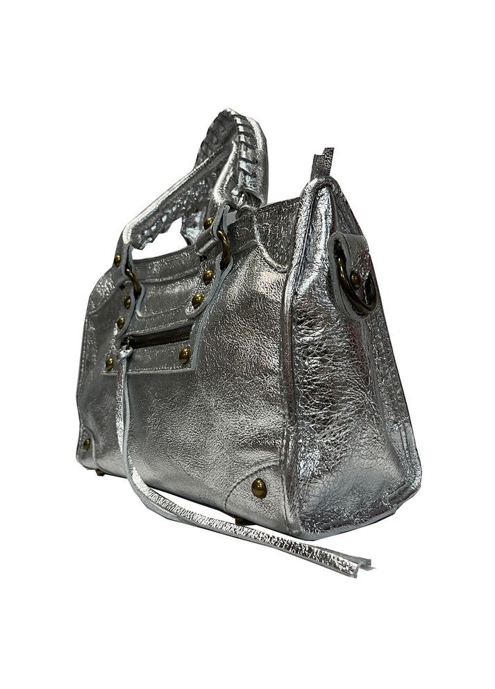 Сумка жіноча шкіряна срібляста (Д/Ш/В) 30/8/17 (см) Felicita (338255867)