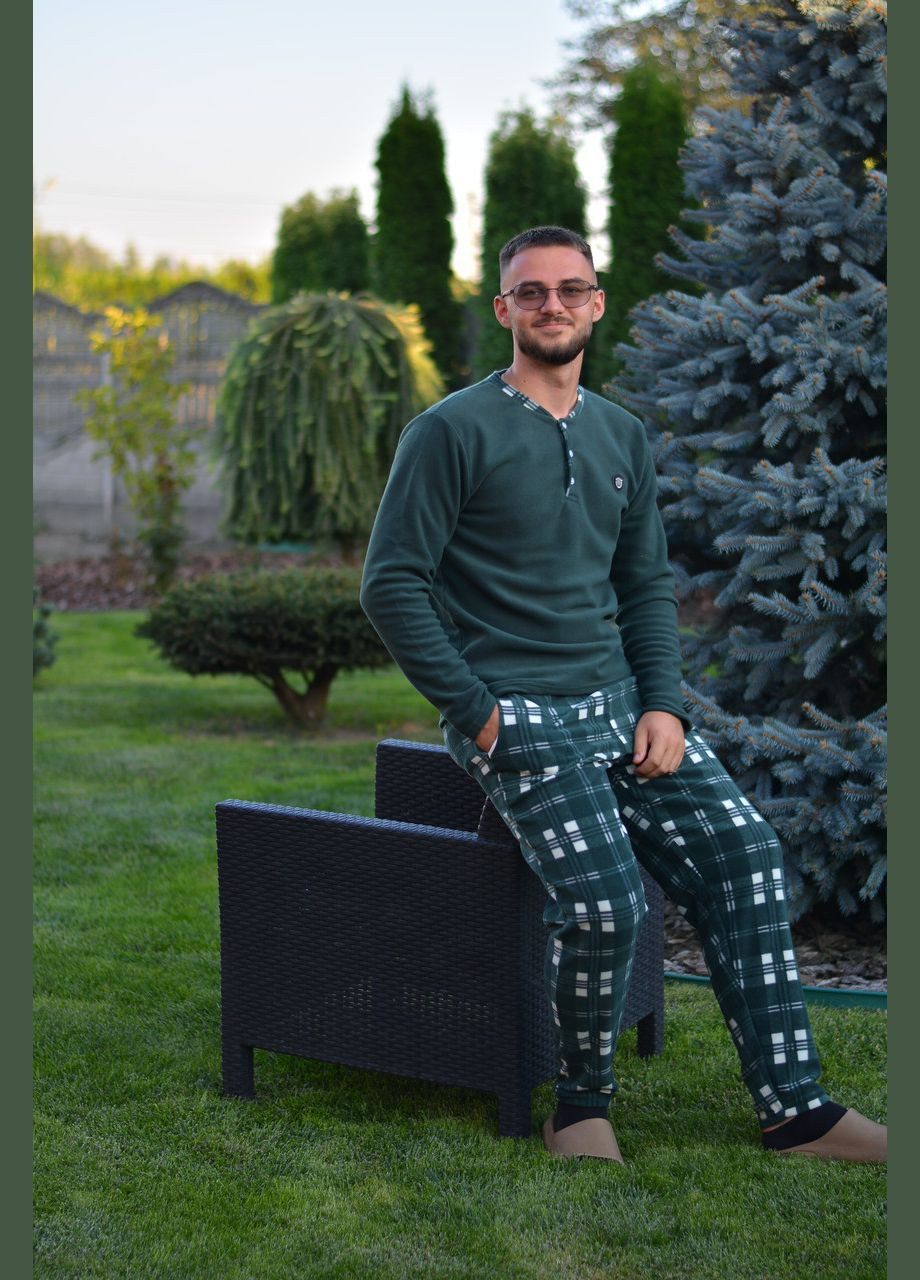 Флисовая теплая мужская пижама / домашний костюм. (зеленый) Pijamoni (307497337)