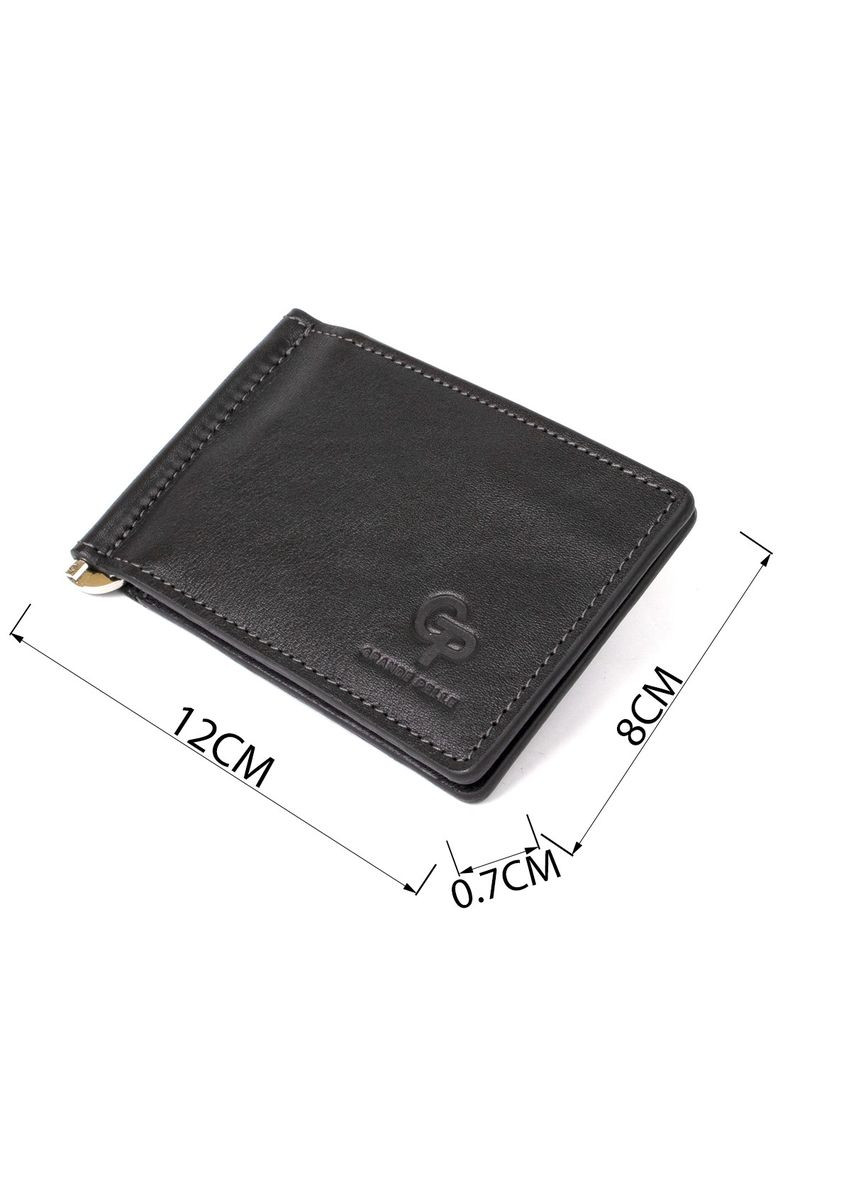 Чоловічий шкіряний затиск для грошей 11475 Чорний Grande Pelle (329151676)