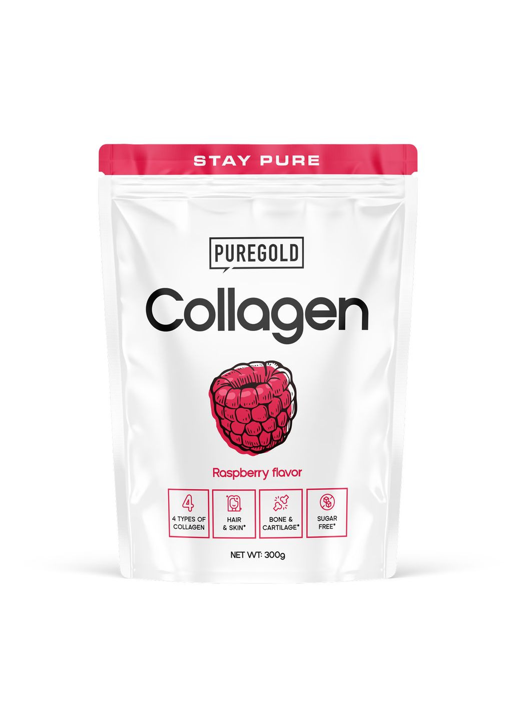 Коллаген для женщин 300г малина для здоровья кожи волос ногтей суставов и связок Pure Gold Protein (370299684)