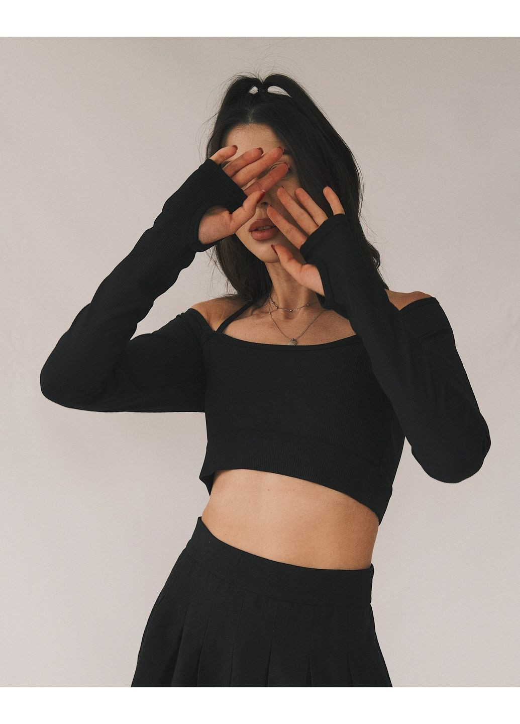 Лонгслів з відкритими плечима / TATON — 363052538