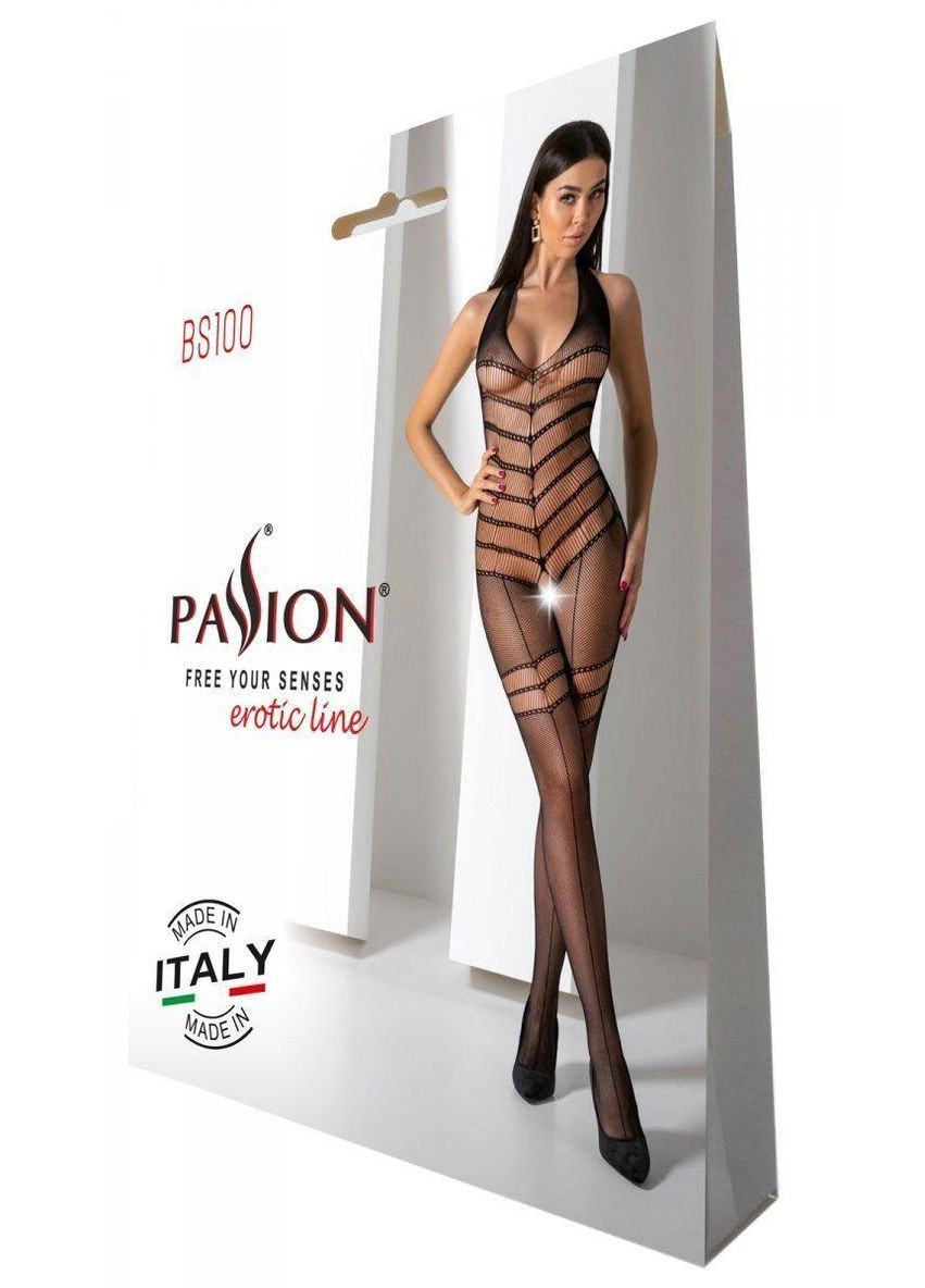 Эротический бодистокинг BS100 black, черный костюм сетка Passion (292644036)