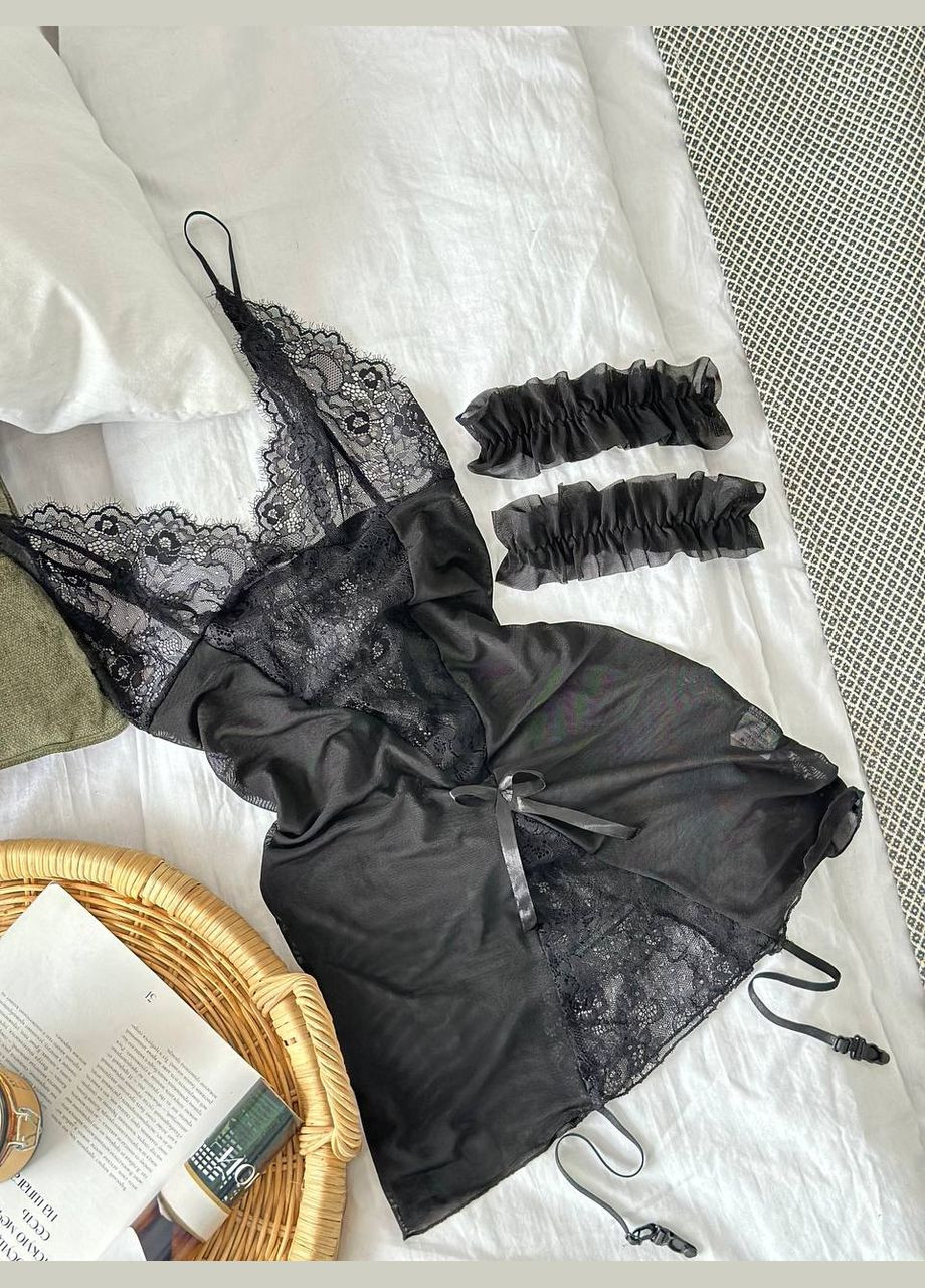 Черное откровенный соблазнительное платье-комбинация Vakko однотонное