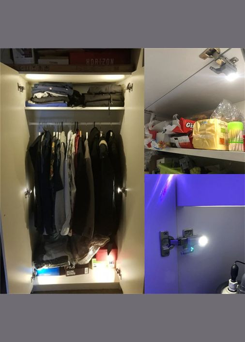 Встраиваемая светодиодная LED подсветка для шкафов на мебельные петли Local House холодный свет (AH0015_1) No Brand (316088215)