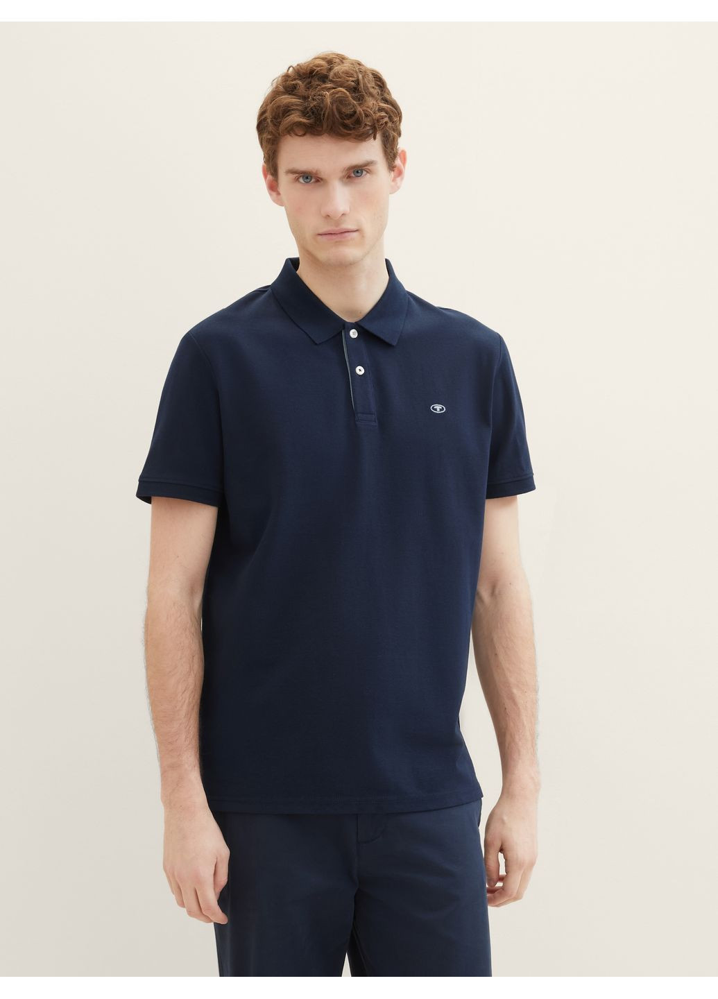 Темно-синяя футболка-поло для мужчин Tom Tailor