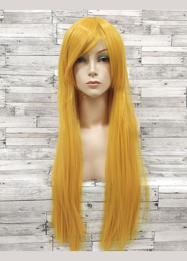 Перука жовтий довгий прямий із довгою челкою жіночий для жінок 80 см зі штучного волосся No Brand 5178 (321115294)