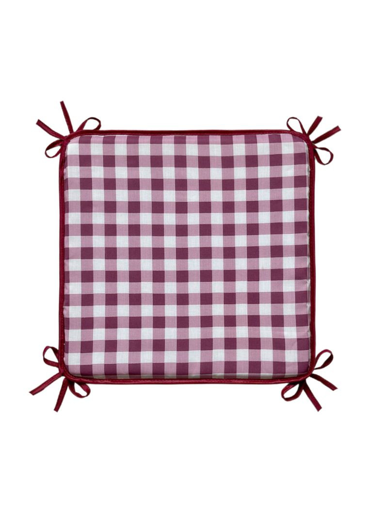 Подушка для стільця на зав'язках 33х33х2 см бузковий в клітинку No Brand (324831552)