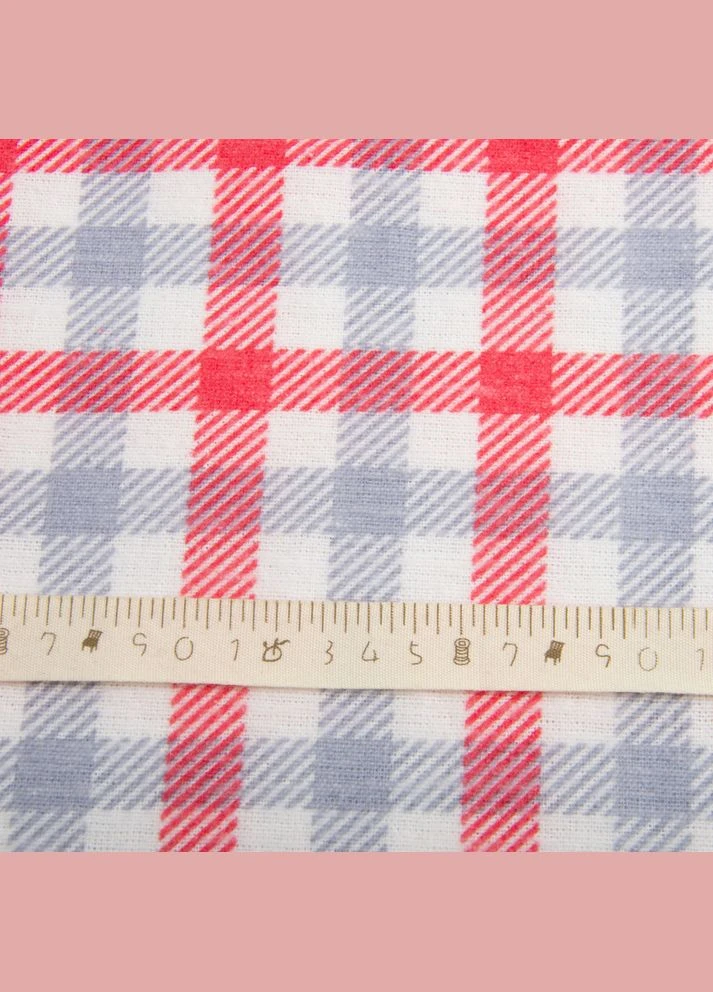 Тканина фланель сорочкова, 150 см, 160 г/м2, сіро-червона IDEIA (318493573)