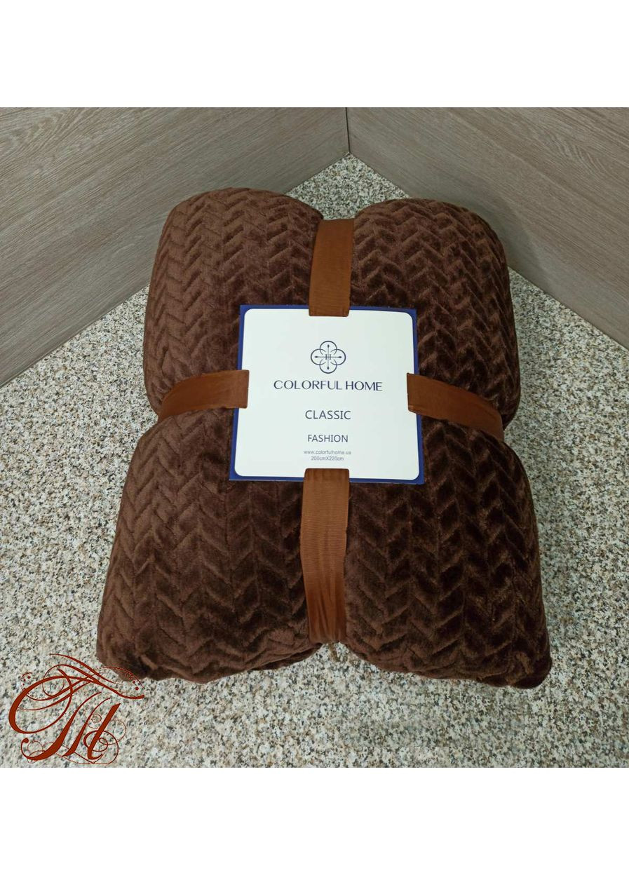 Двусторонний плед "Елочка" на овчине 150x200см шоколад Colorful Home (372713178)