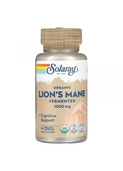Їжовик гребінчастий, Lion's Mane,, 1000 мг, 60 капсул Solaray (329200138)
