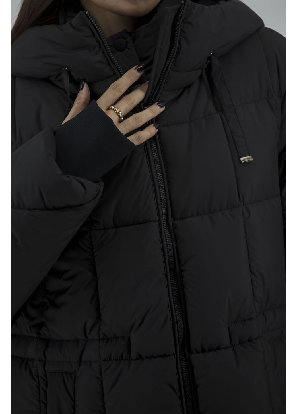 Чорна зимня жіноча стьобана куртка з біопухом і капюшоном для осені-зими stella polare (, ), 113018 No Brand