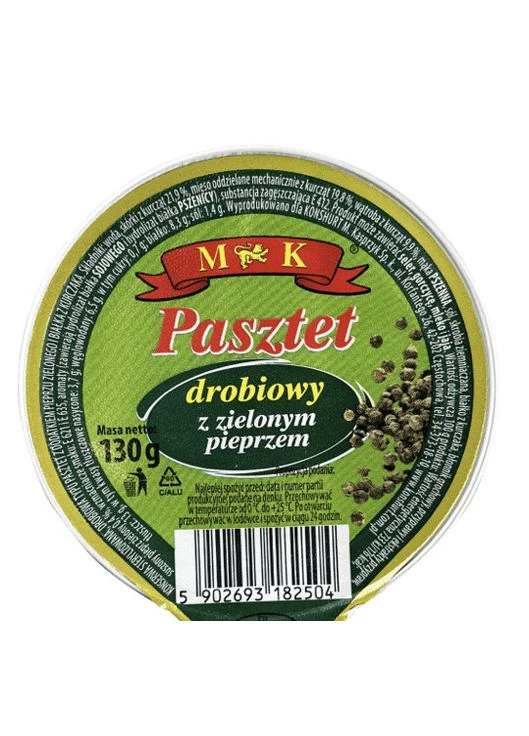 Паштет польский из курицы и зеленым перцем drobiowy, 130 г (таблетка), Польша, M&K (394244213)