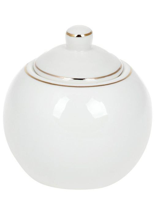 Цукорниця Princess порцелянова 400мл біла із золотим декором для святкового столу посуд для цукру Bona (368988210)