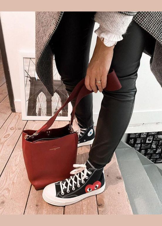 Білі Осінні кеди чоловічі converse chuck taylor all star 70 hi comme des garcons play black a08791c конверс No Brand