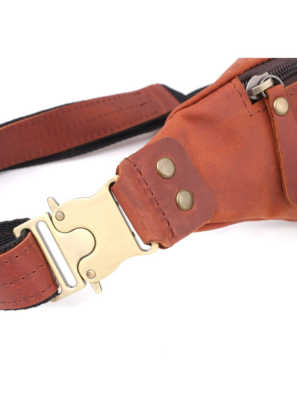 Чоловіча практична бананка з натуральної вінтажної шкіри 23131 Рудий Shvigel (335081570)