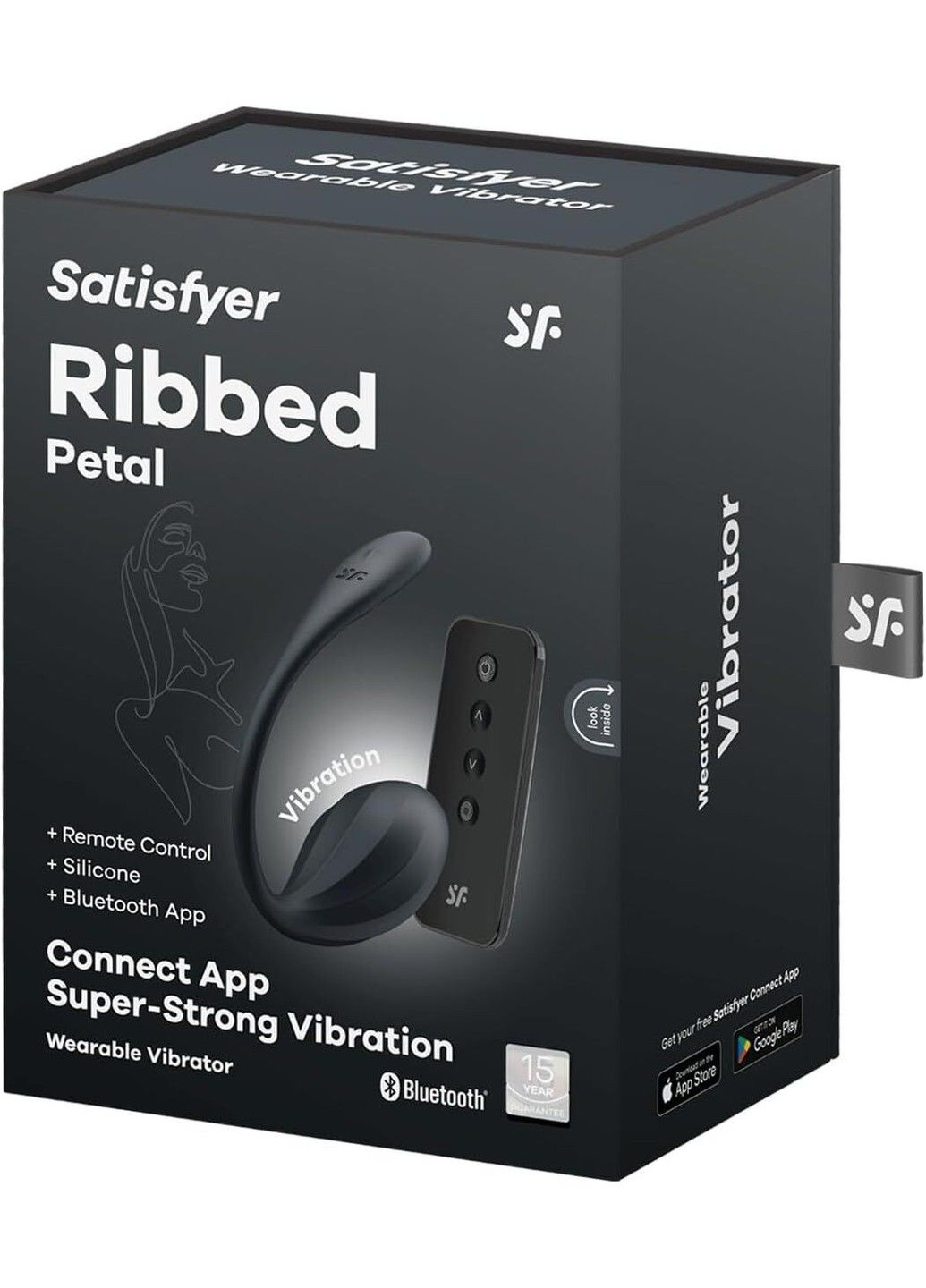 Смарт-віброяйце Ribbed Petal Connect App Black, керування зі смартфона, пульт ДК Satisfyer (333332834)