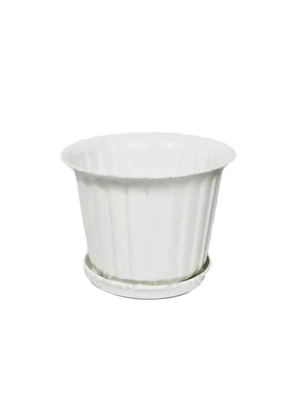 Горщик для квітів 6л «ТЮЛЬПАН» 265мм (з піддоном) білий Еталон-С (357216634)