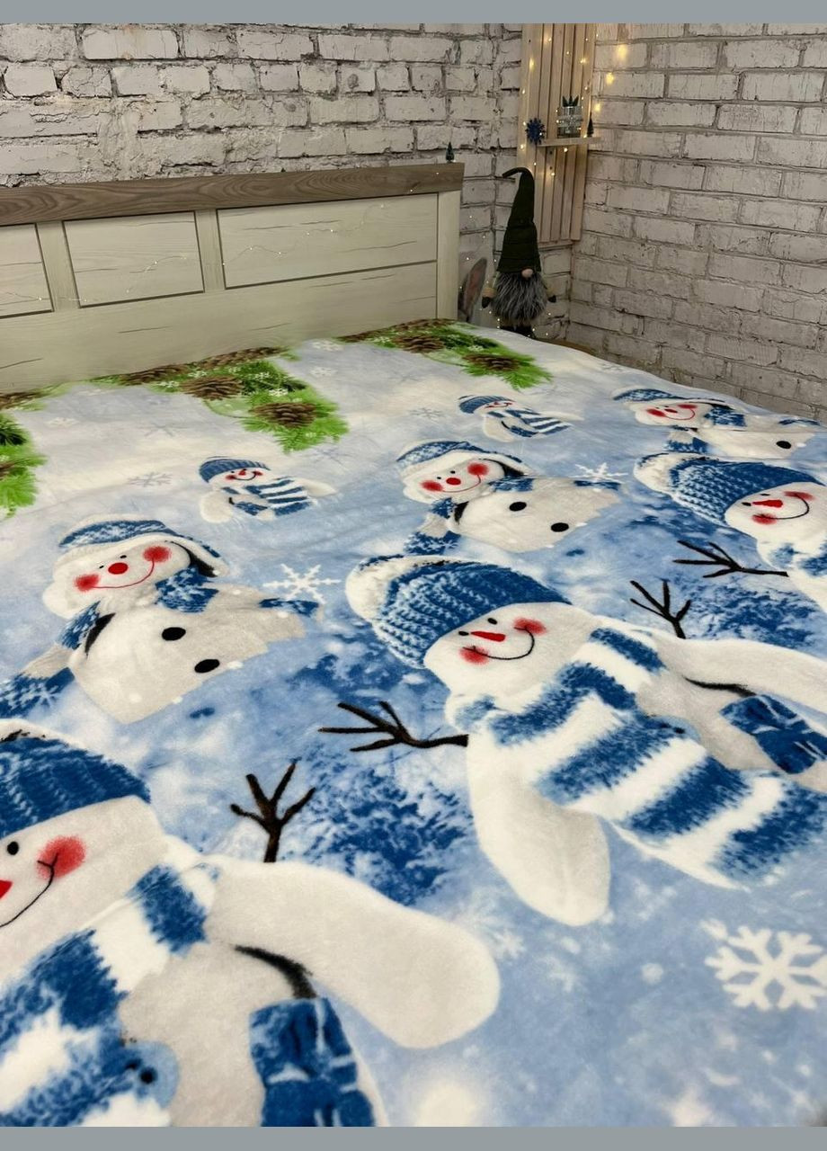 Плед новогодний теплый плюшевое флис Синий 160х215 см No Brand (308754789)