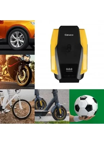 Автокомпресор Model G black/yellow поршневий з сумкою, цифровий манометр, AUTOSTOP, ліхтарик, 35 л/хв Gemix (323036848)