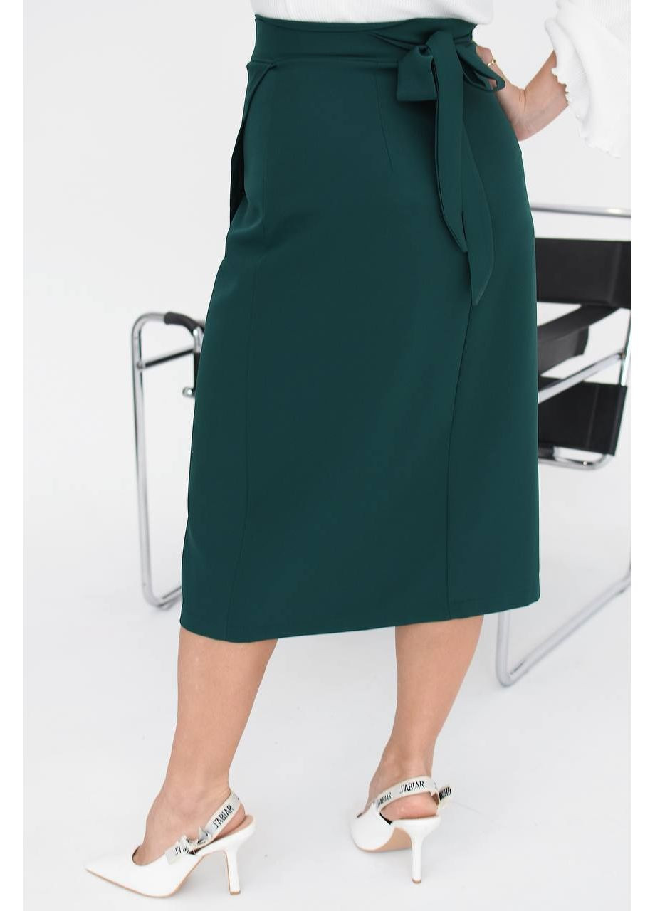 Темно-зеленая коктейльный, повседневная, вечерний, офисная, кэжуал женская юбка миди Asi.Store.ua на запах