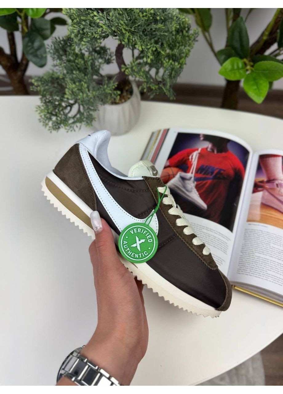Белые демисезонные кроссовки мужские nike cortez brown white найк кортез No Brand