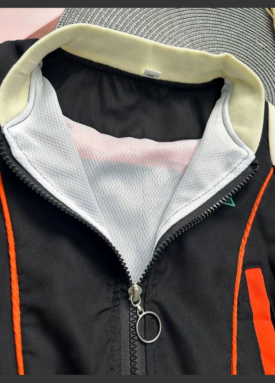 Комбинированная демисезонная ветровка для мальчика starter черная с оранжевым 10350 No Brand