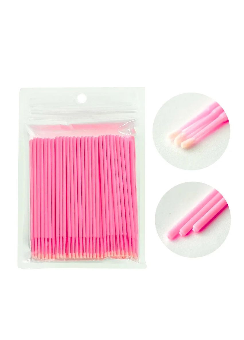 Мікробраші (мікроаплікатори) для вій і брів у пакеті Рожеві, 100 шт Plus-plus (352749616)