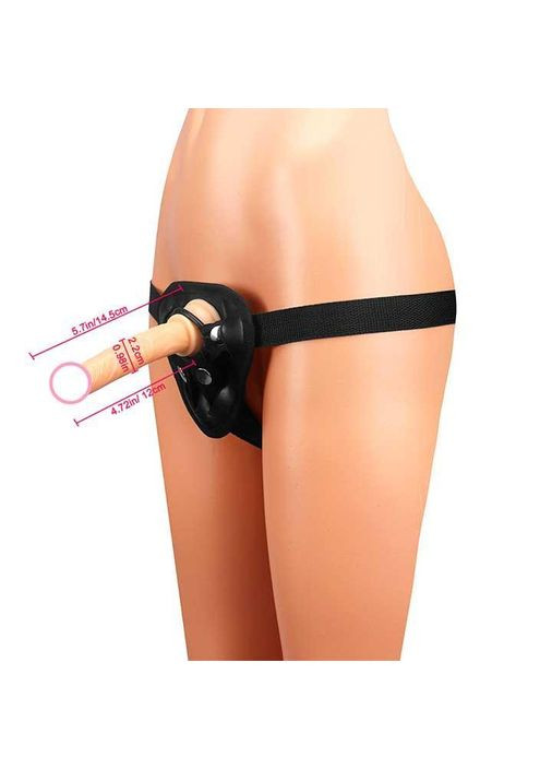 Страпон комплект трусы и фаллос 14.5 см с кольцами Телесный No Brand (367837379)