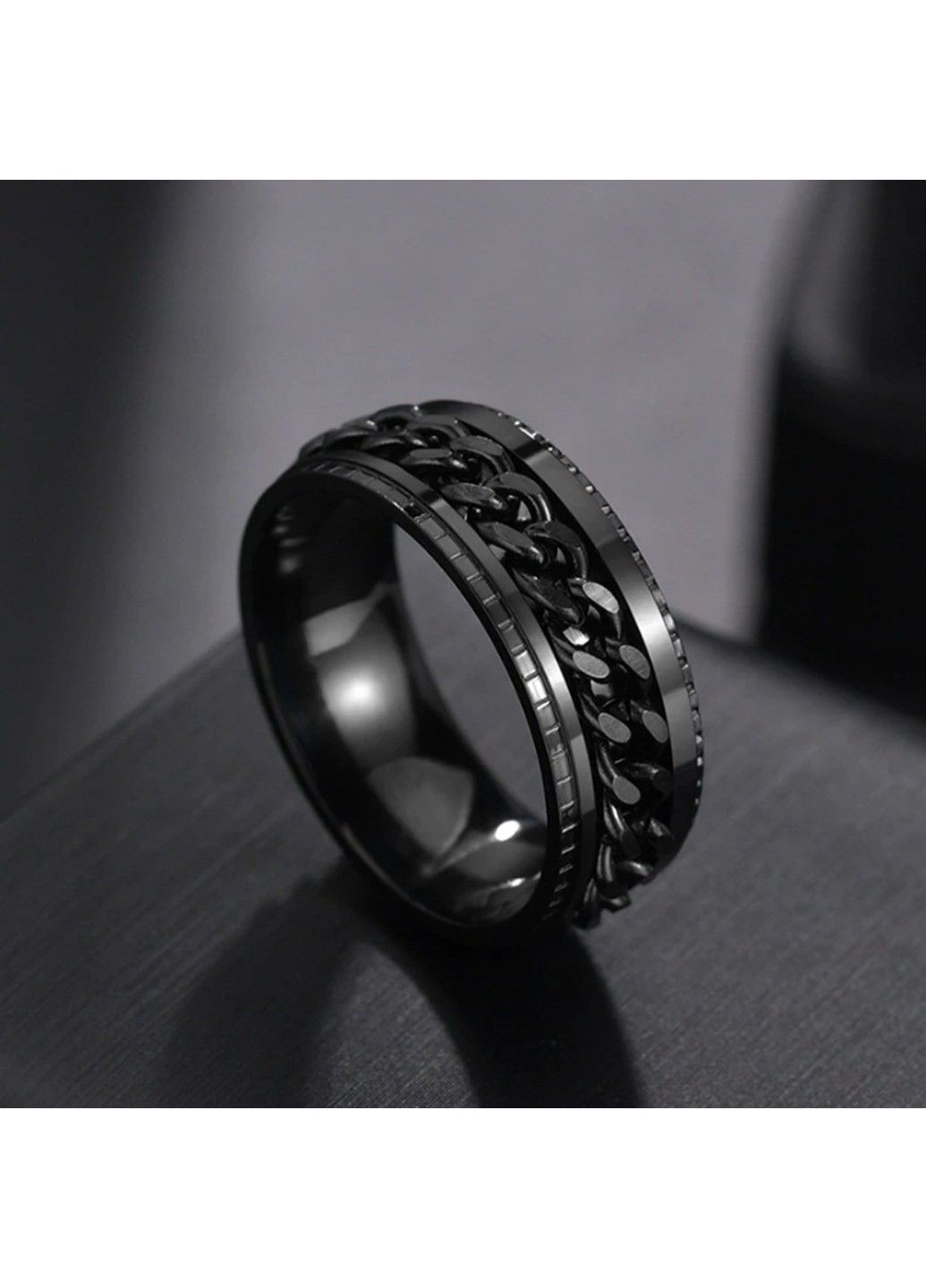 Кільце спінер з ланцюжком із нержавіючої медичної сталі RS-041 No Brand (299634594)