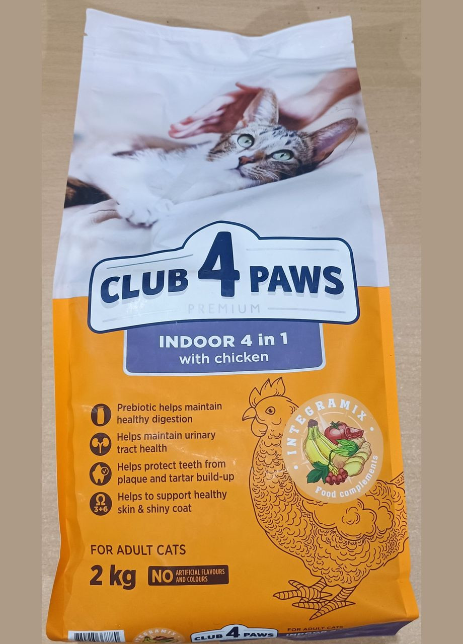 Сухой корм ПРЕМИУМ Indoor 4 в 1 для кошек, живущих в помещении 2 кг CLUB 4 PAWS Клуб 4 Лапы (278307909)