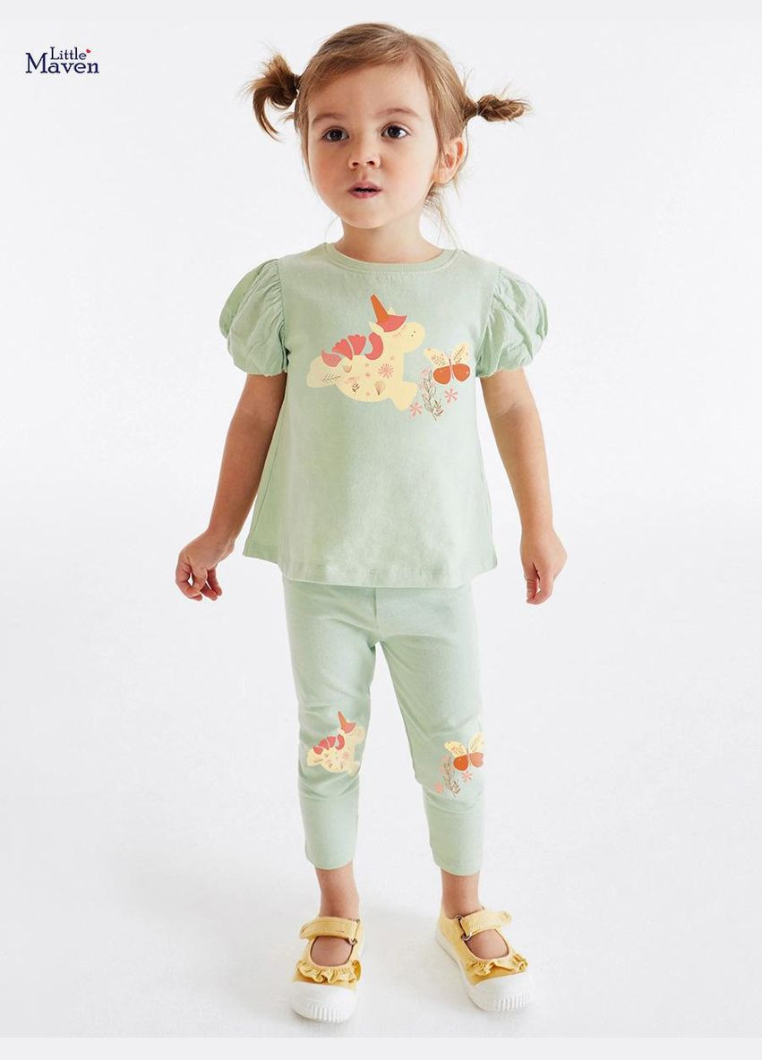 М'ятний дитячий комплект для дівчинки (футболка+легінси) 22303 м'ятний Little Maven