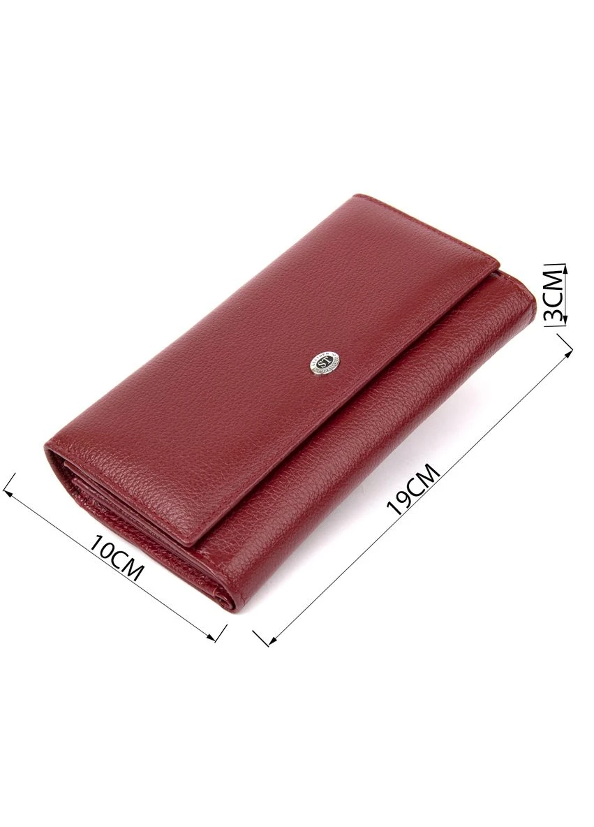 Сучасний гаманець для жінок Темно-червоний 19х10х3 см st leather (391298097)