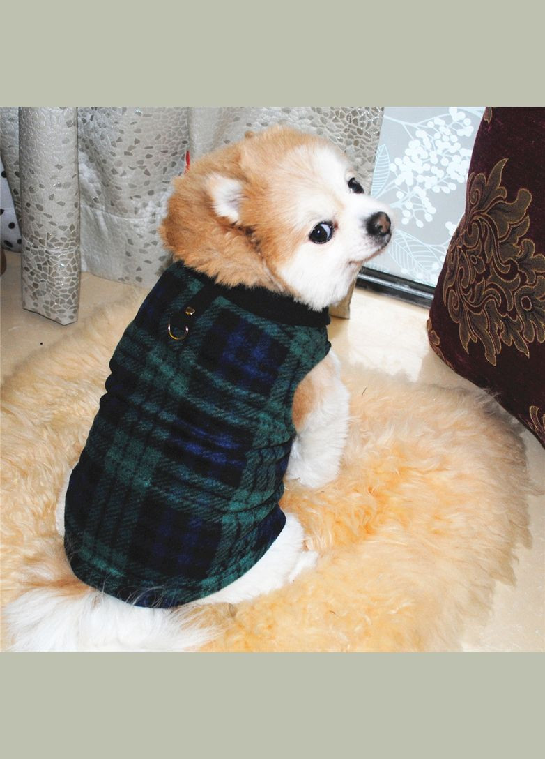 Жилетка для котов и кошек с кольцом Pet Style "Клетка" Зеленая S No Brand - (323237578)