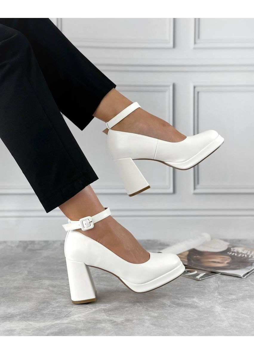 Loretta Білі жіночі туфлі на підборах, весільні туфлі, білі туфлі на каблуку код 10093 білий з штучна шкіра, китай — демісезон (352503751)