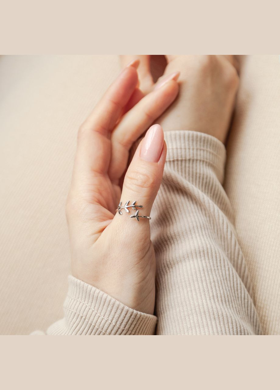 Каблучка срібна тематична Гілочка незамкнене без камінців No Brand (354710641)