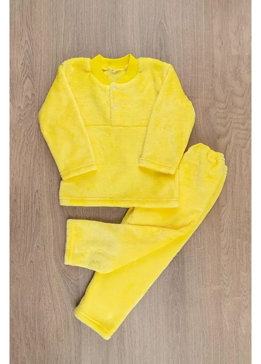 Желтая зимняя зимняя теплая махровая пижама для мальчика девочки 92 98 104 110 116 122 No Brand