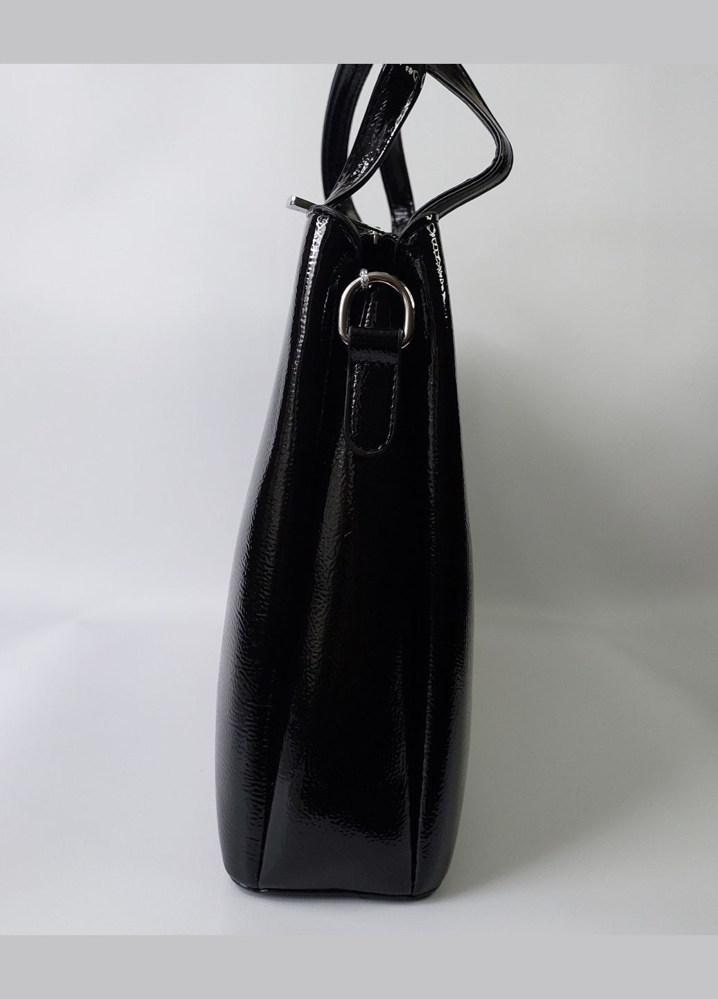 Сумка жіноча А4 ділова на три відділення лакова чорна Karlos Marconi (347640658)