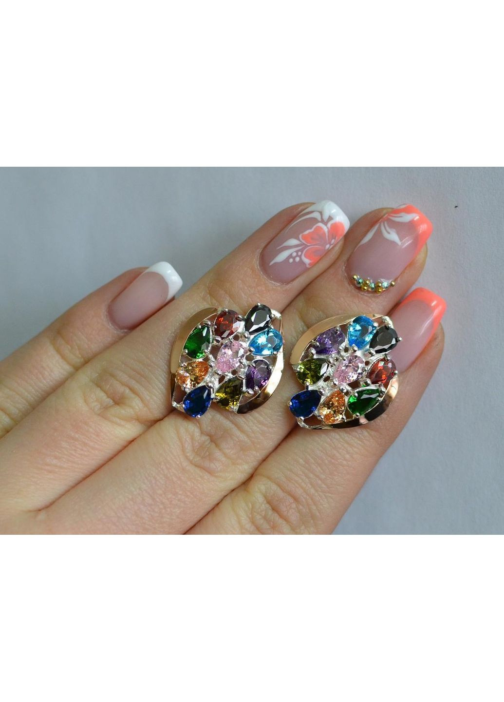 Сережки срібні з золотими вставками Silver Style (367112425)