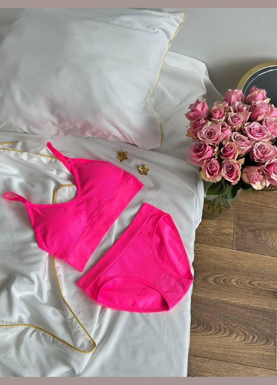 Розовый демисезонный комплект женского нижнего белья (топ+трусики) s розовый (do2484/3) Ghazel