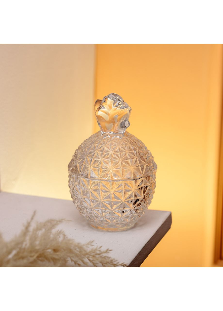 Цукерниця з кришкою ананас скляна прозора для солодощів та пригощань стильна ваза ProDobro (364189906)