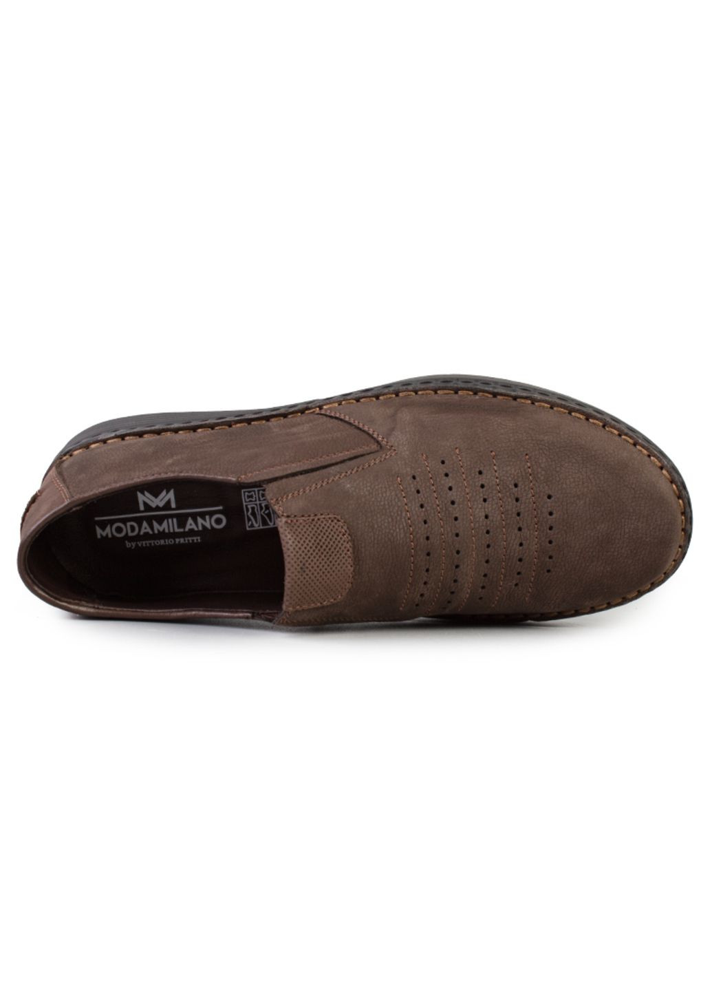 Коричневые повседневные туфли мужские бренда 9200535_(2) ModaMilano без шнурков
