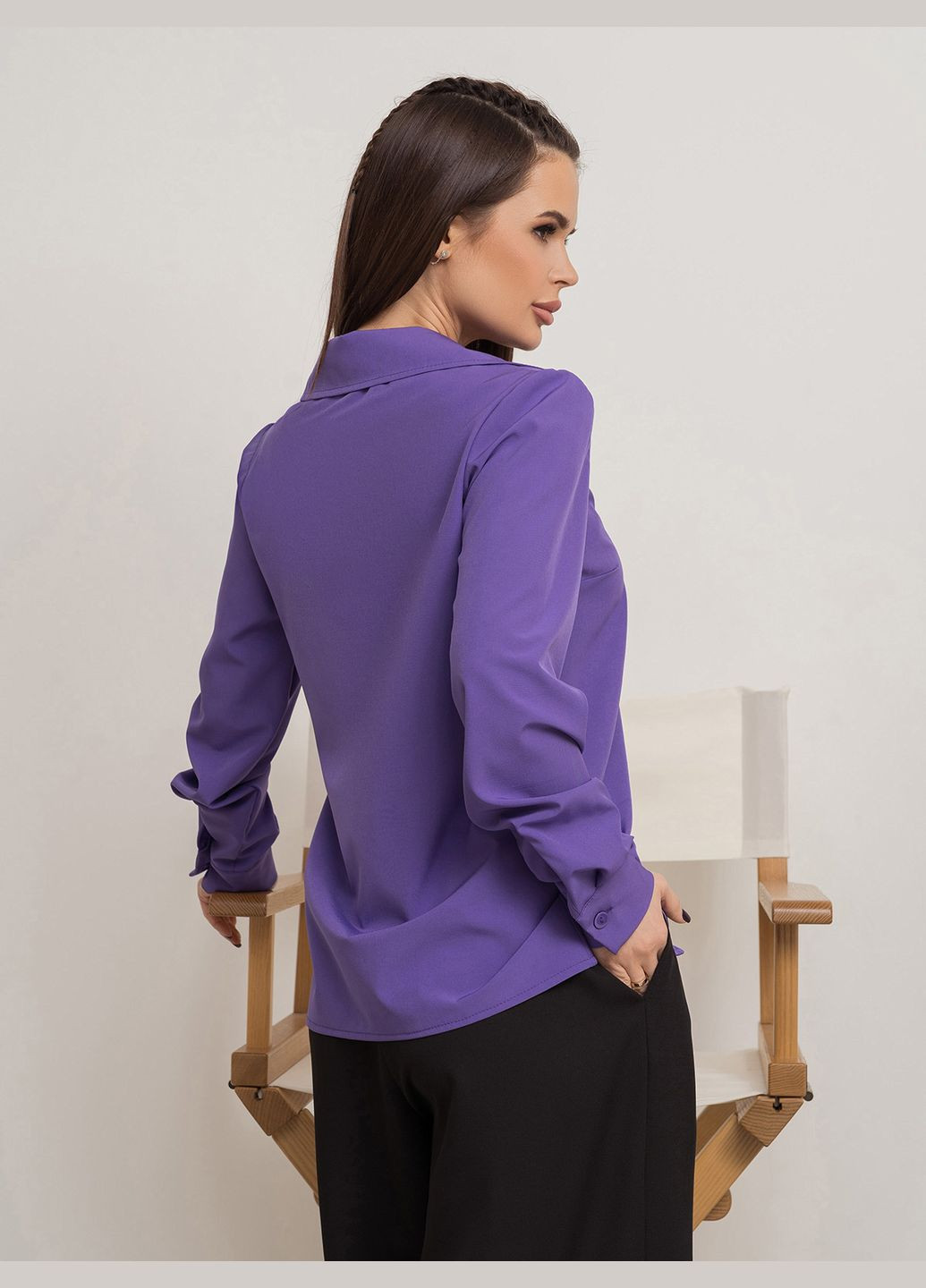 Фиолетовая повседневный рубашка однотонная ISSA PLUS