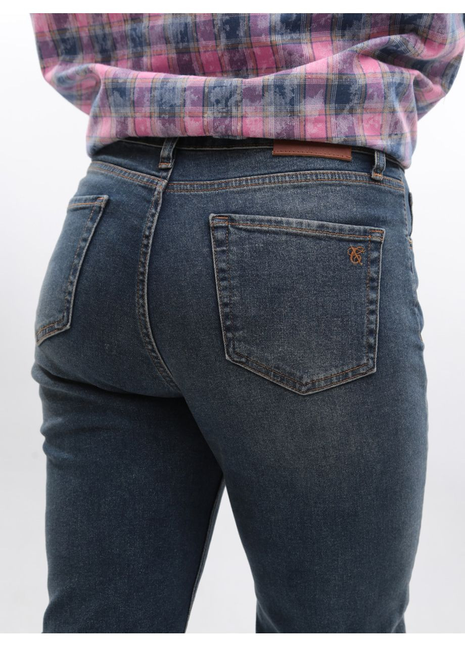 Джинси жіночі брудно-сині МОМ прямі великі розміри Мom regular Cracpot - (369668948)