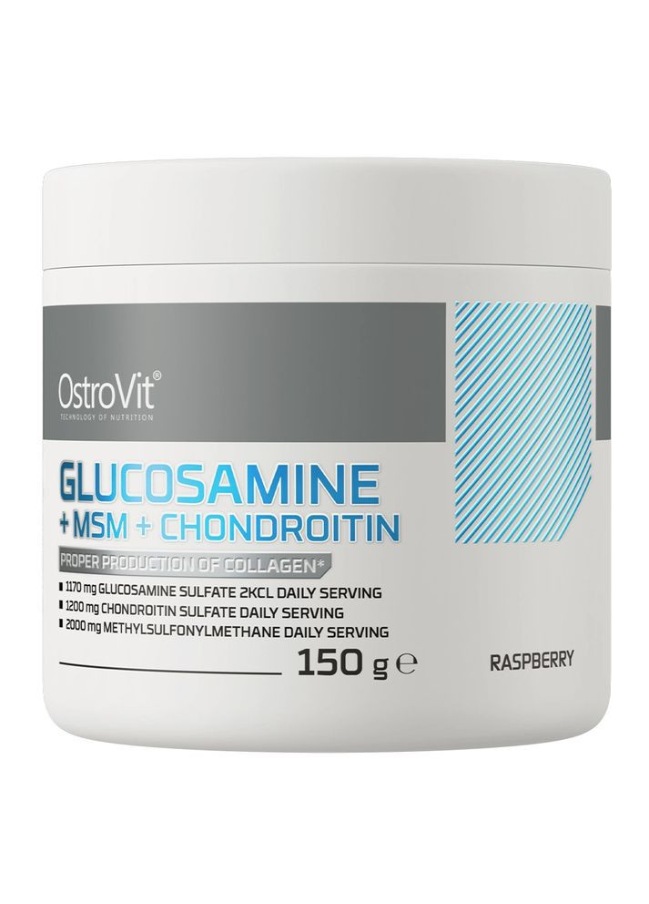 Для суглобів Glucosamine+MSM+Chondroitin Powder 150 gr (raspberry) Ostrovit (284120231)