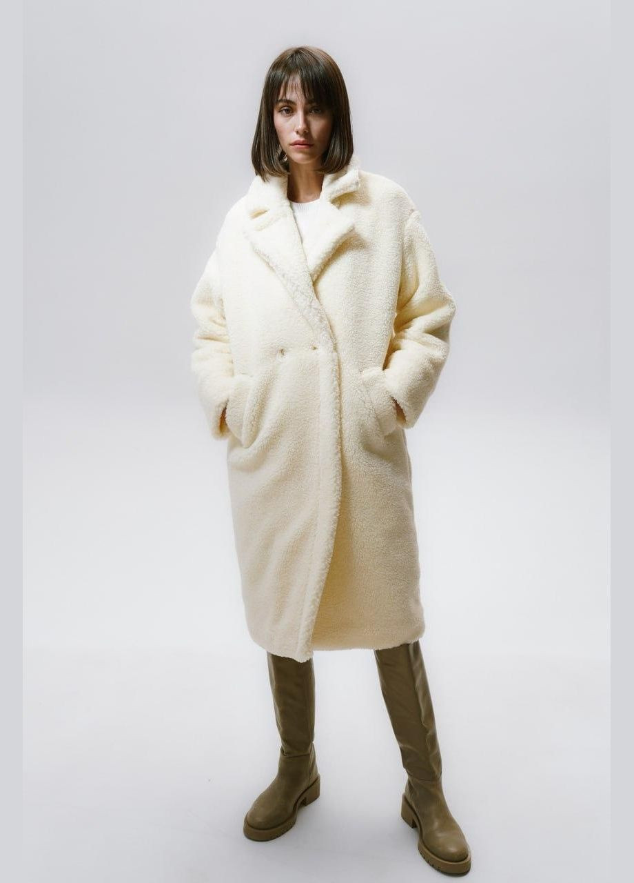 Женская шуба Тедди оверсайз молочная Maxi (110см) AL (317215161)
